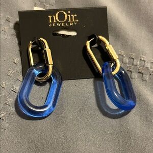 nOir Jewelry Gold and Blue Hoop Earrings